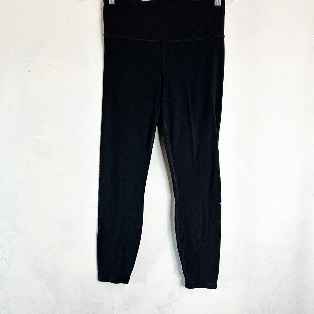 Athleta Elation Laser Cut 7/8 Leggings Black Womens Small Athletic Stretch Gym